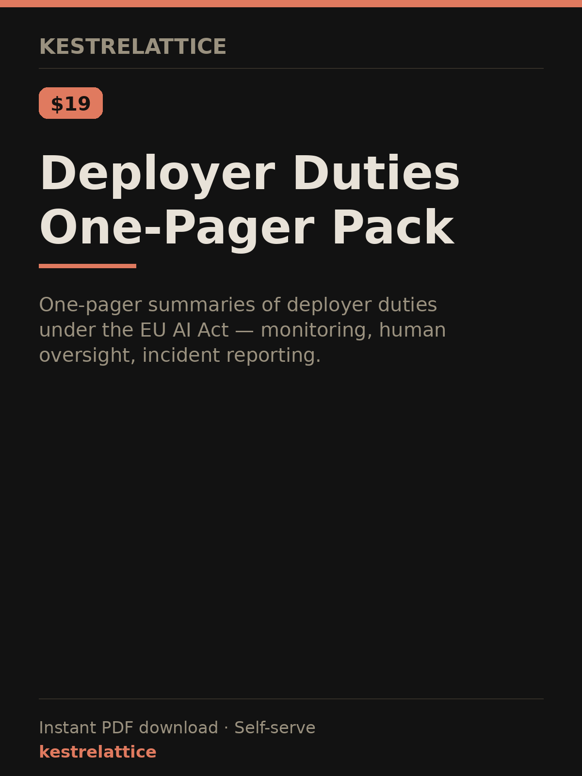 Deployer Duties One-Pager Pack cover