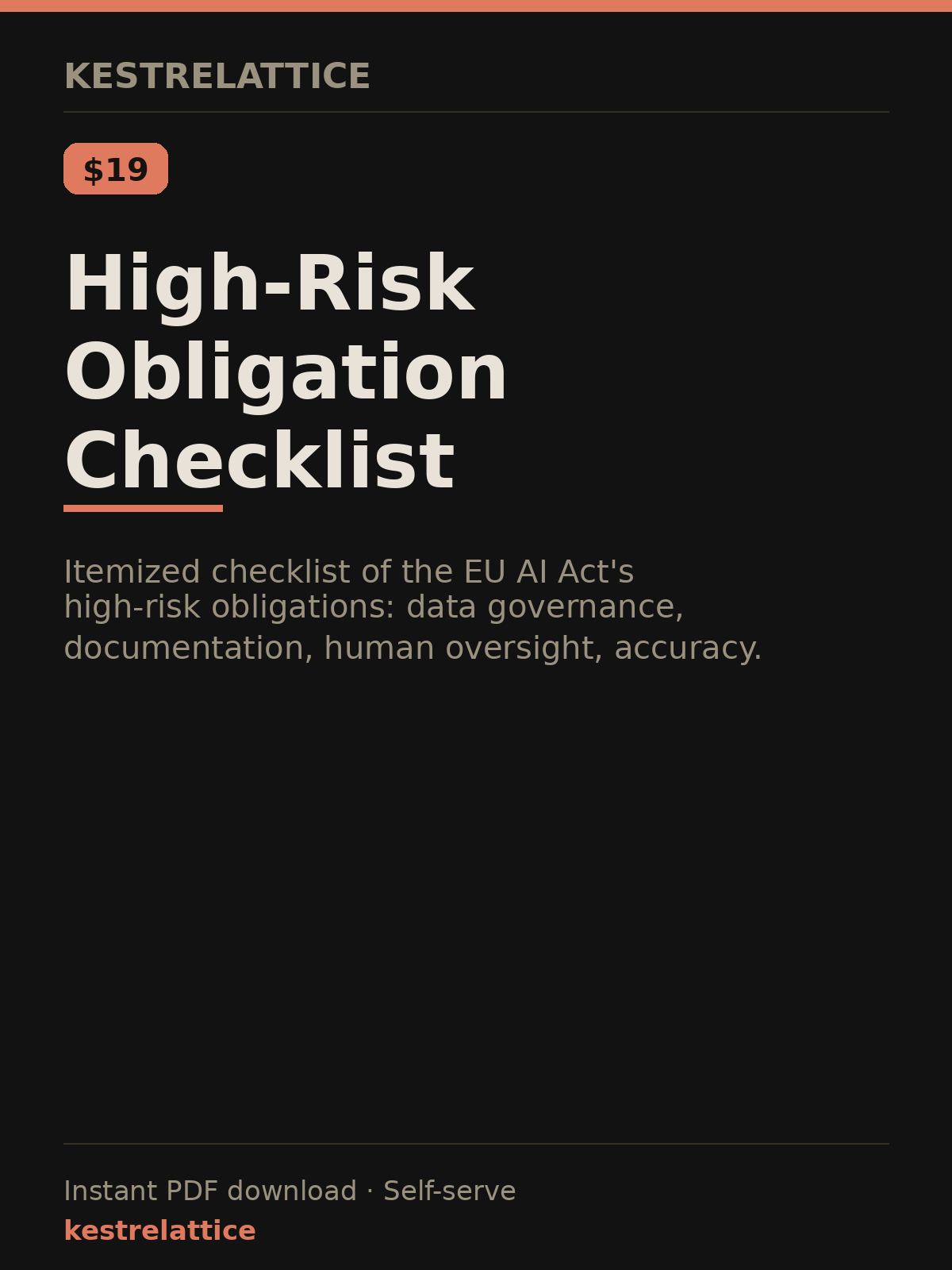 High-Risk Obligation Checklist cover