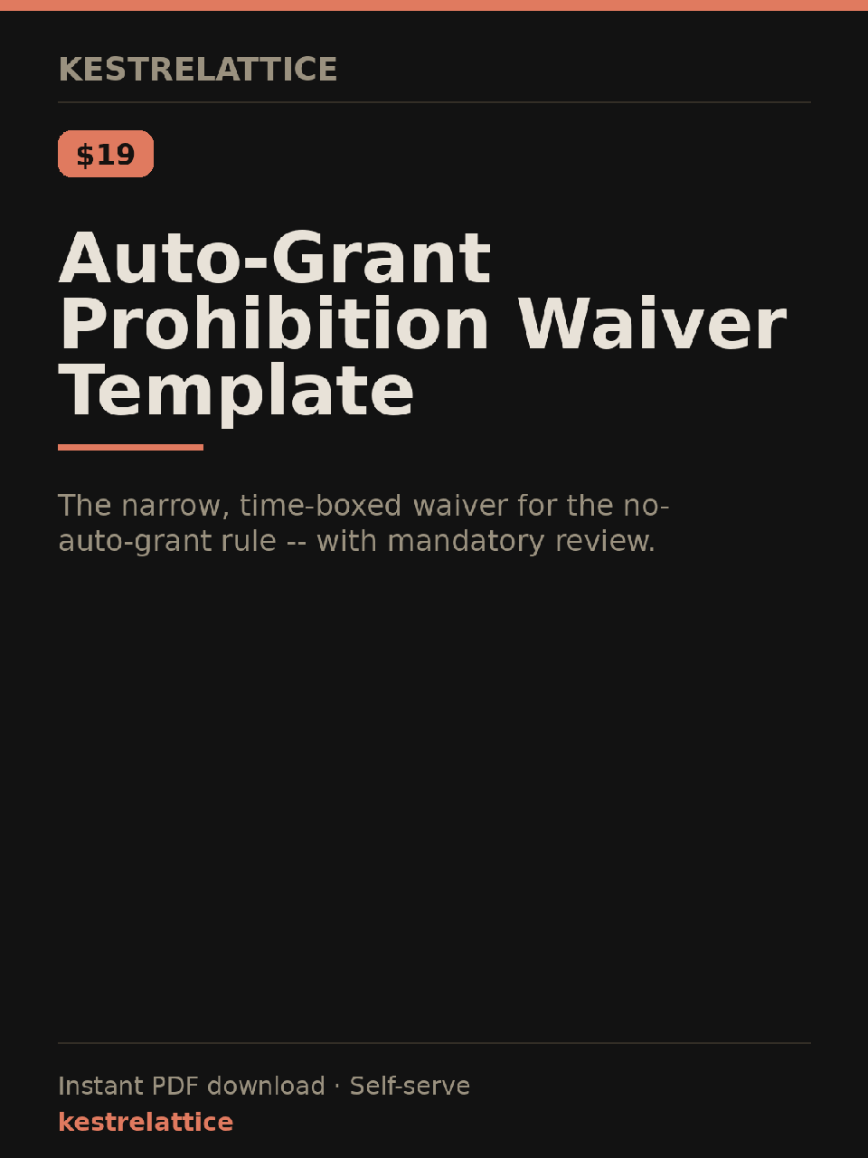 Auto-Grant Prohibition Waiver Template cover
