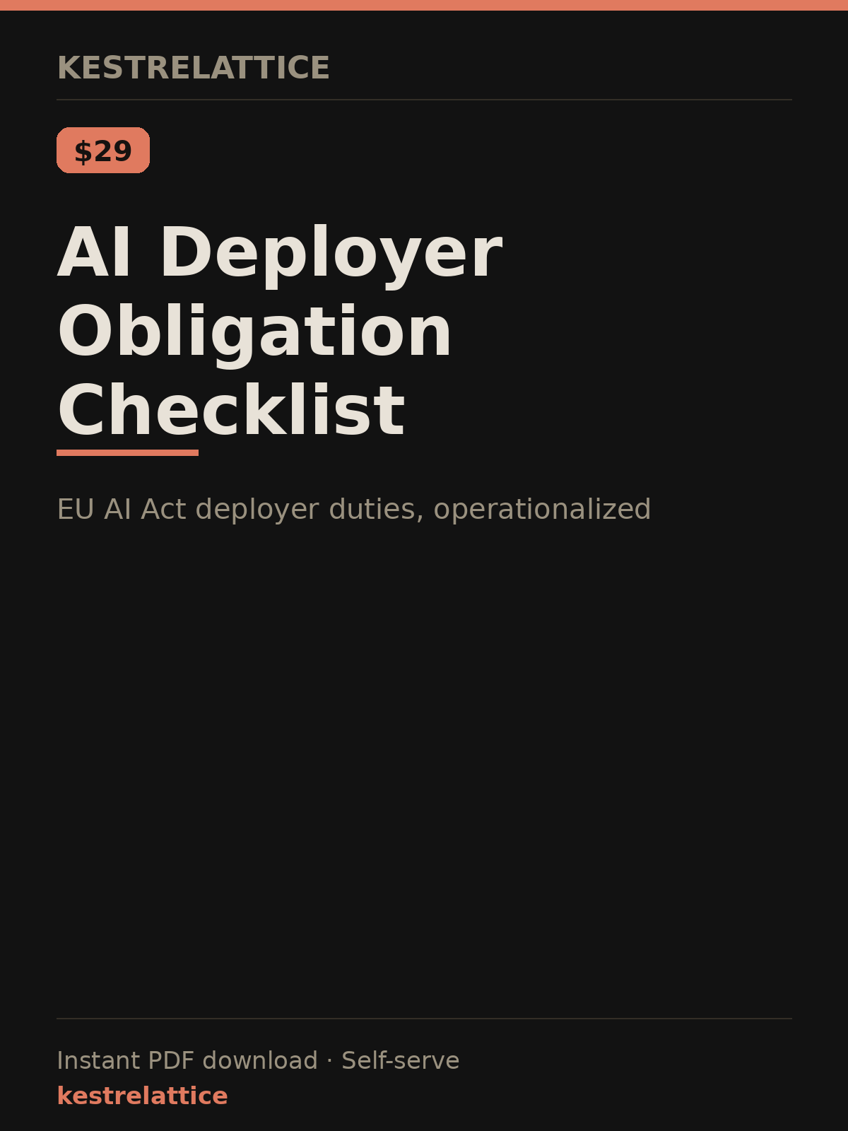 AI Deployer Obligation Checklist cover