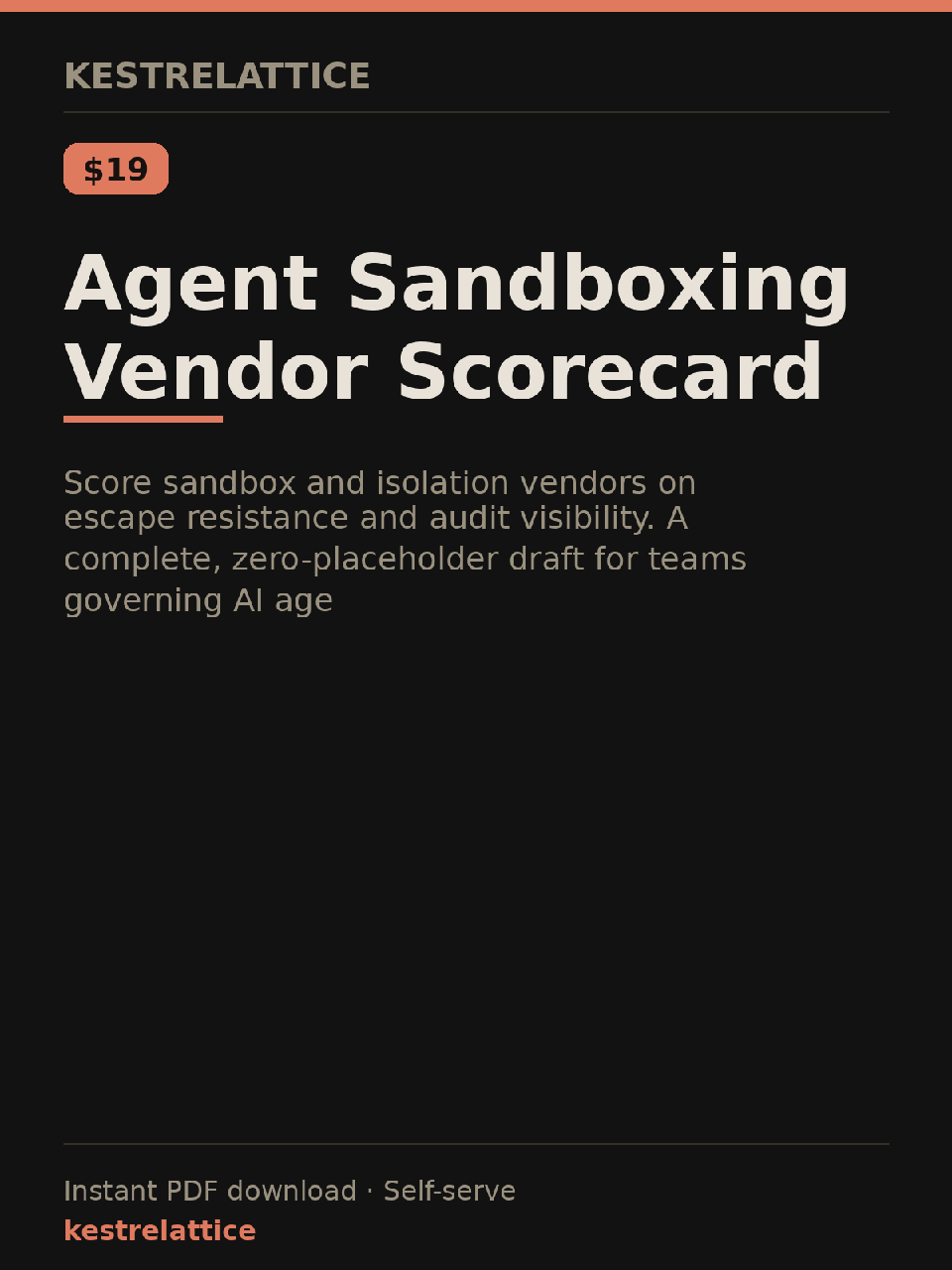 Agent Sandboxing Vendor Scorecard cover