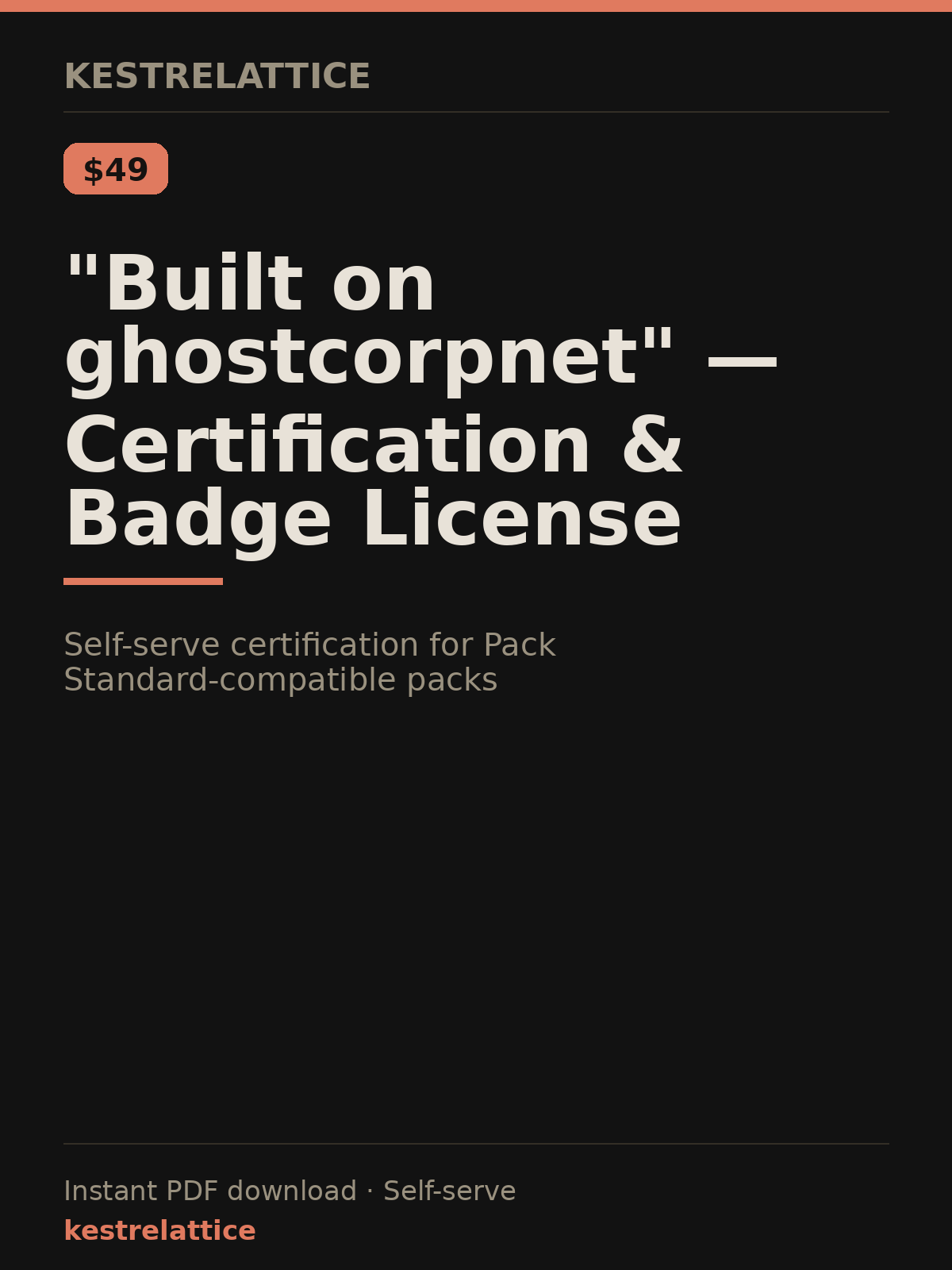 "Built on ghostcorpnet" — Certification & Badge License cover