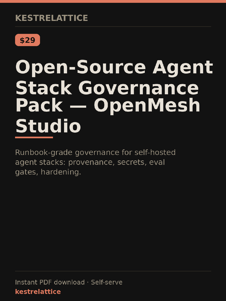 Open-Source Agent Stack Governance Pack — OpenMesh Studio cover