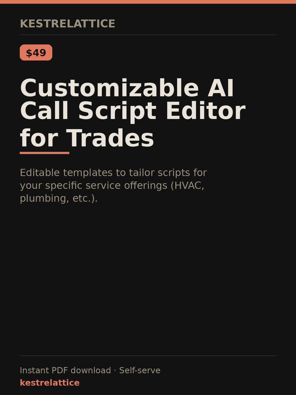 Customizable AI Call Script Editor for Trades cover