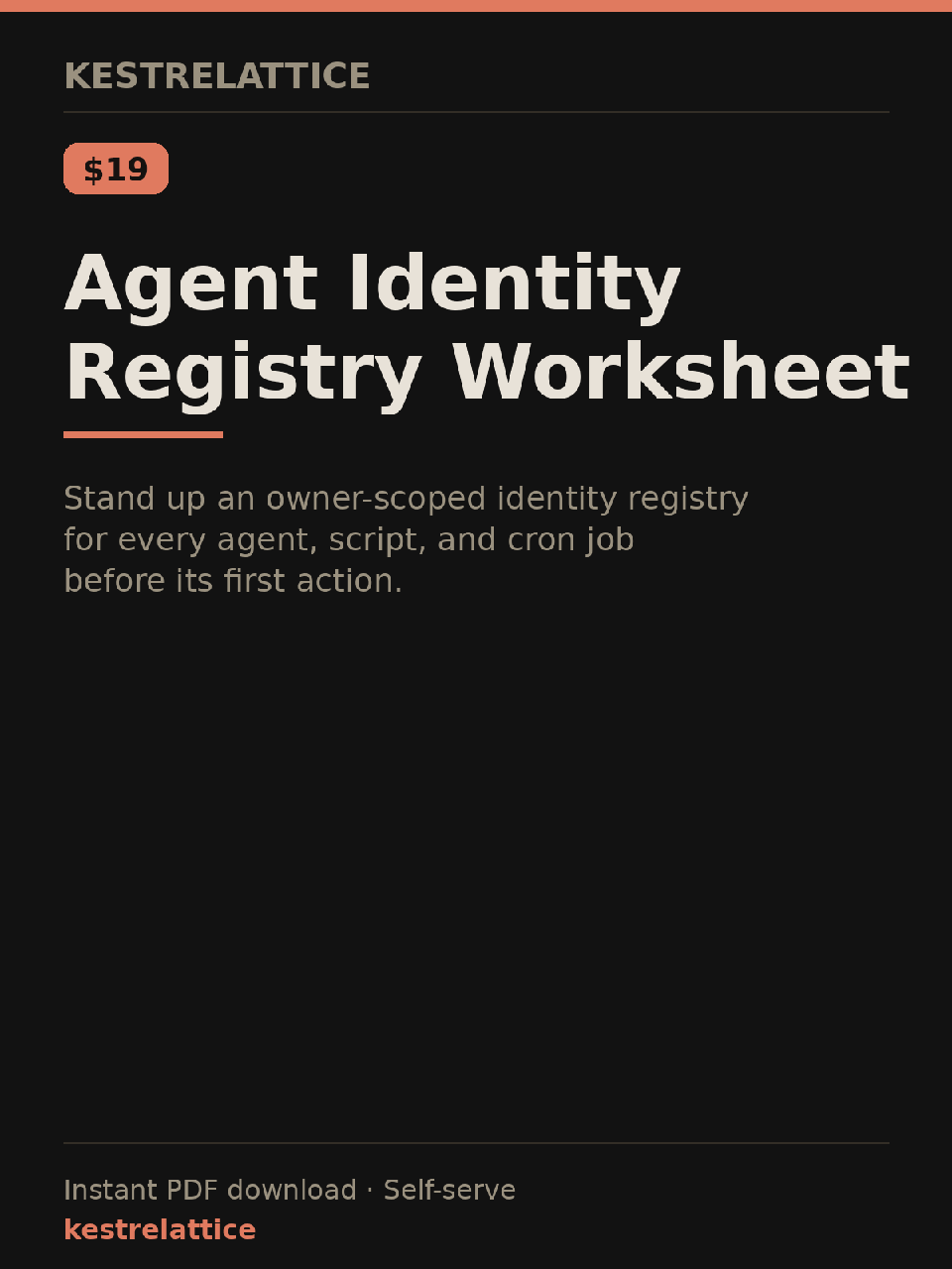 Agent Identity Registry Worksheet cover