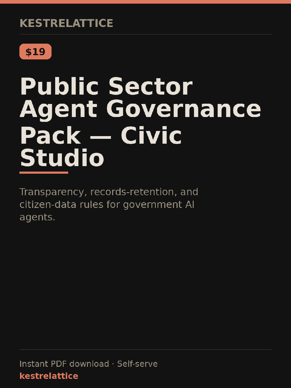 Public Sector Agent Governance Pack — Civic Studio cover