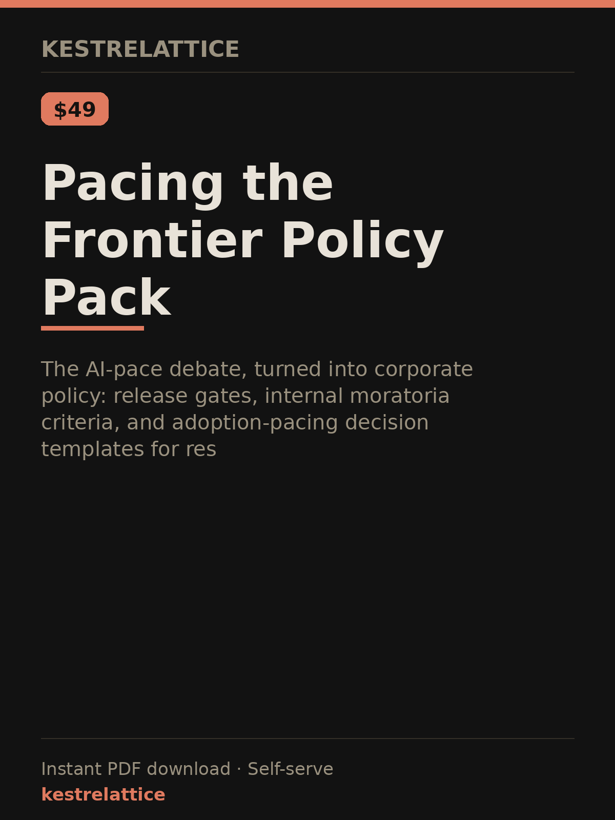 Pacing the Frontier Policy Pack cover