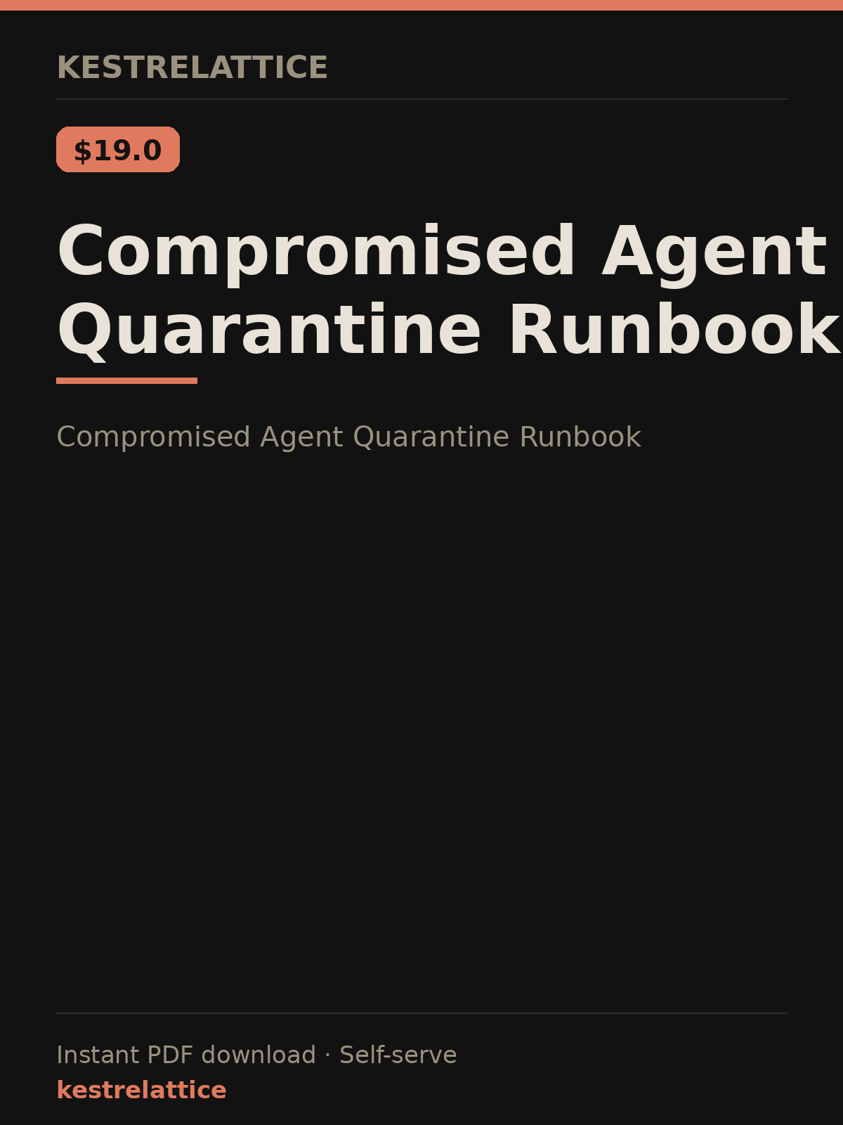 Compromised Agent Quarantine Runbook cover