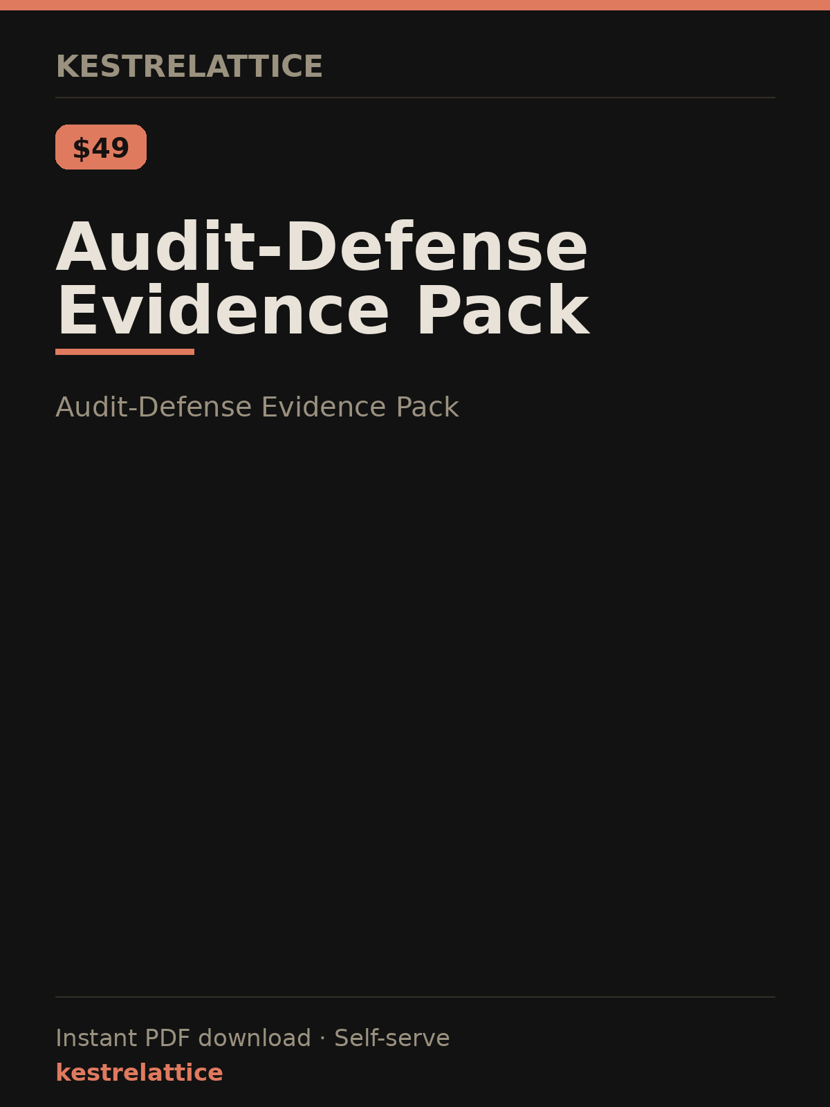 Audit-Defense Evidence Pack cover