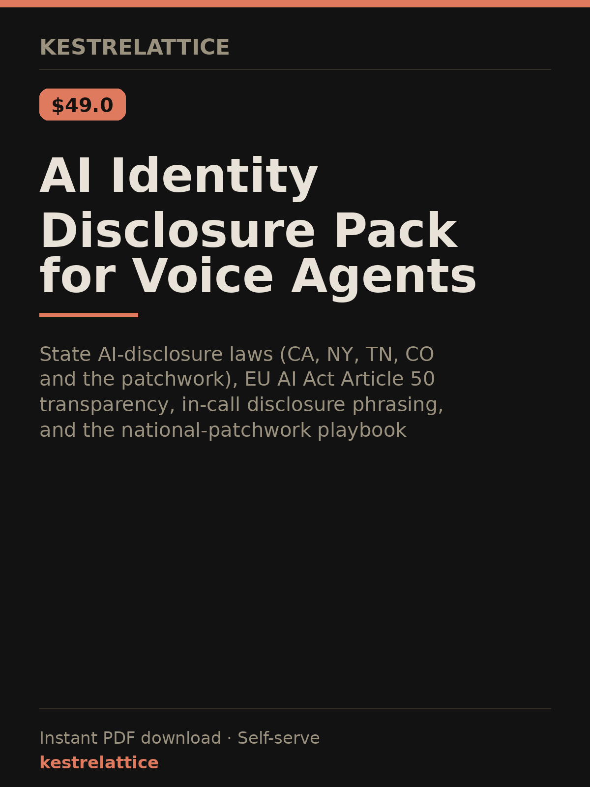 AI Identity Disclosure Pack for Voice Agents cover