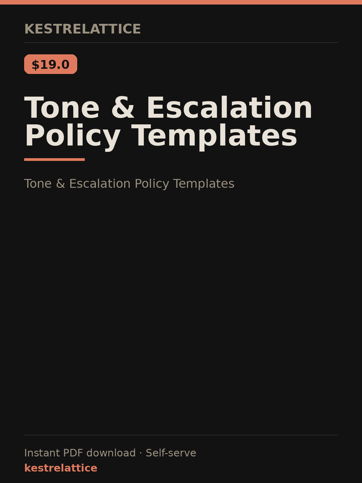 Tone & Escalation Policy Templates cover