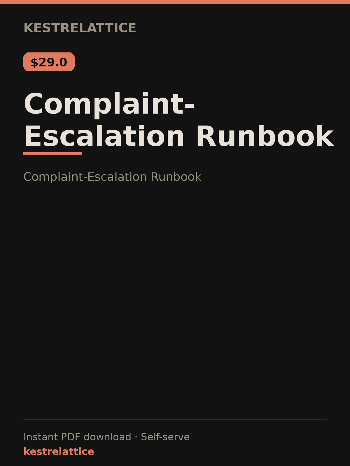 Complaint-Escalation Runbook cover