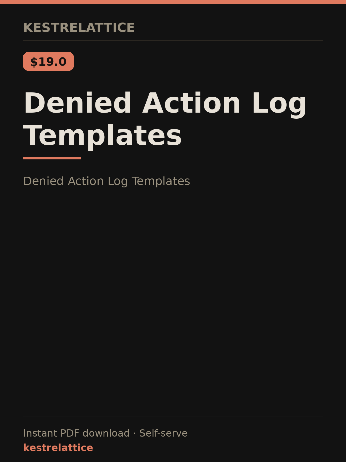 Denied Action Log Templates cover