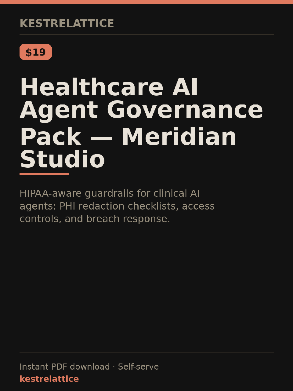 Healthcare AI Agent Governance Pack — Meridian Studio cover