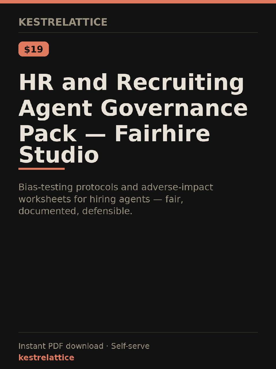 HR and Recruiting Agent Governance Pack — Fairhire Studio cover