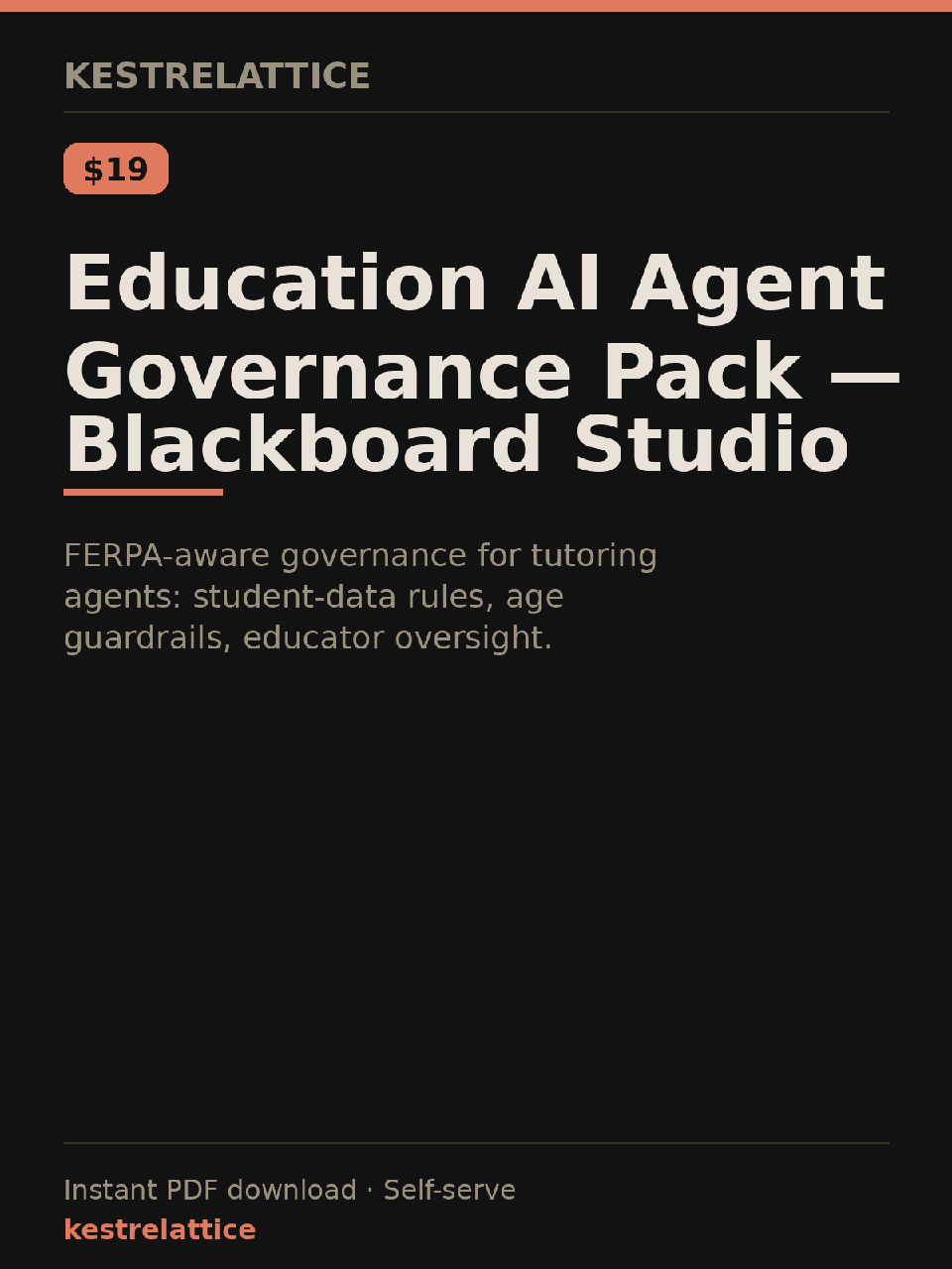 Education AI Agent Governance Pack — Blackboard Studio cover