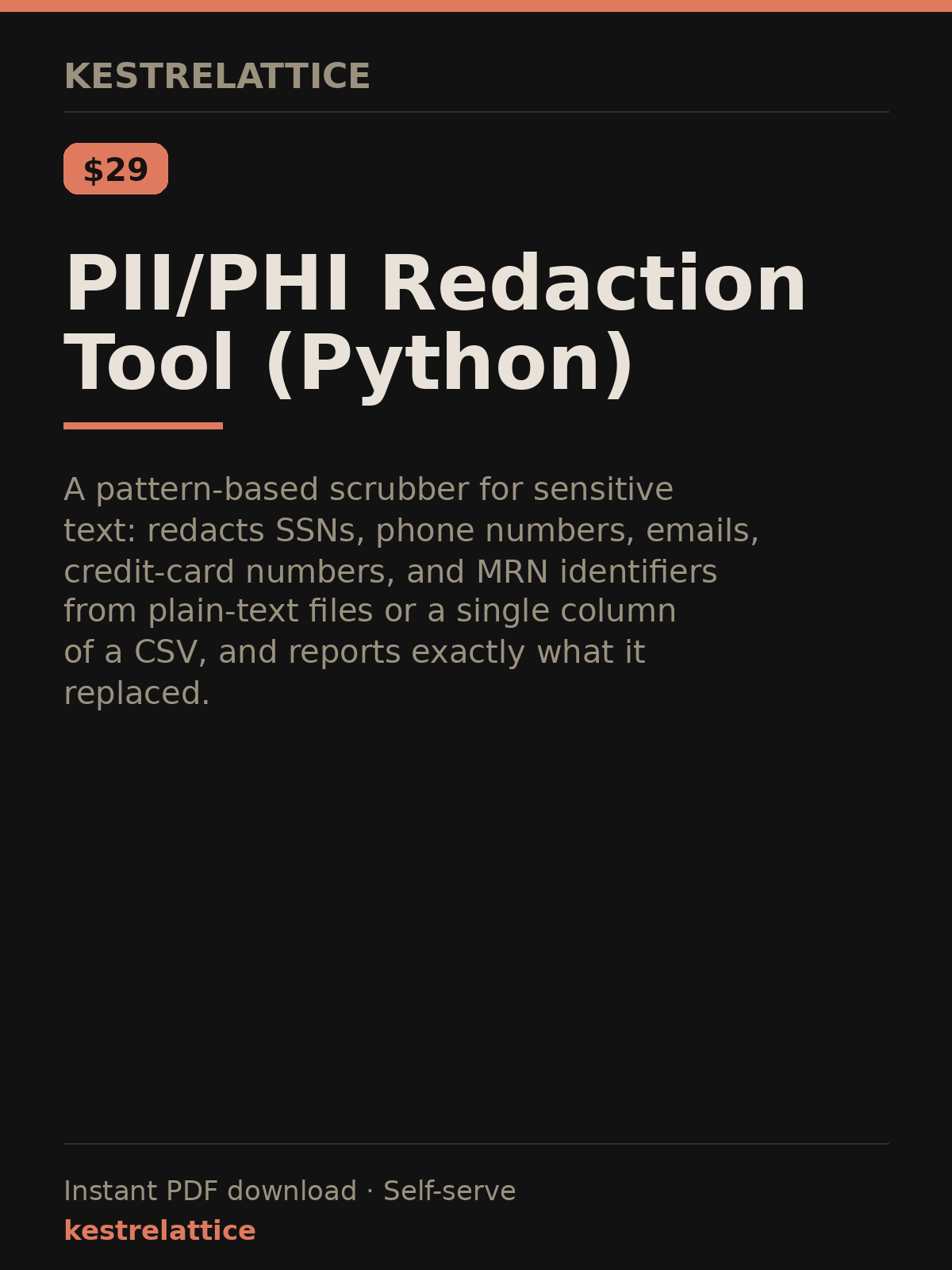 PII/PHI Redaction Tool (Python) cover