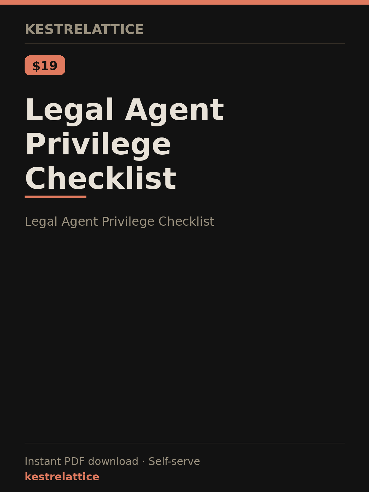 Legal Agent Privilege Checklist cover
