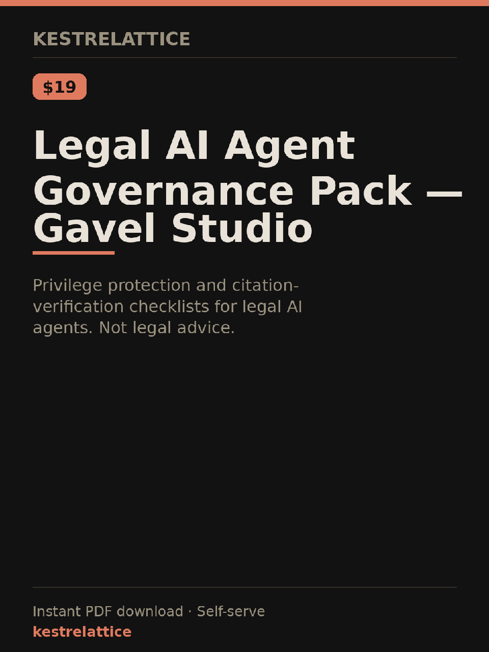 Legal AI Agent Governance Pack — Gavel Studio cover