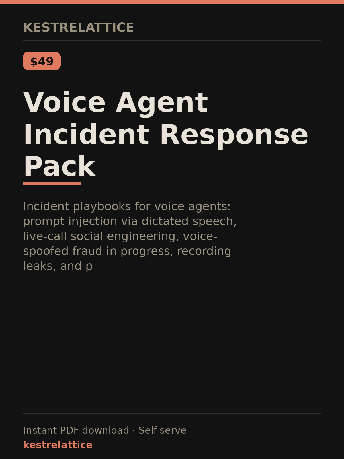 Voice Agent Incident Response Pack cover