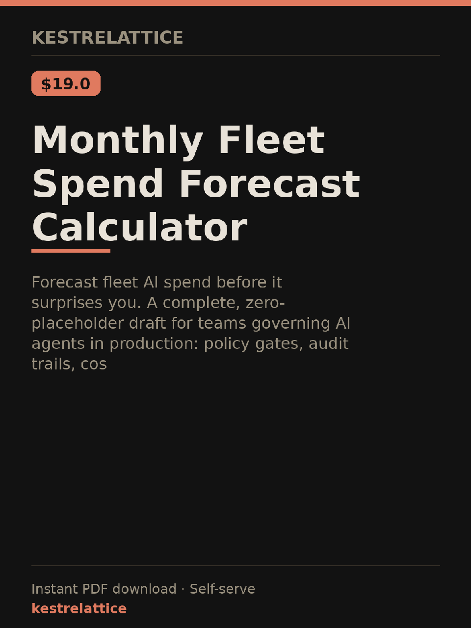 Monthly Fleet Spend Forecast Calculator cover