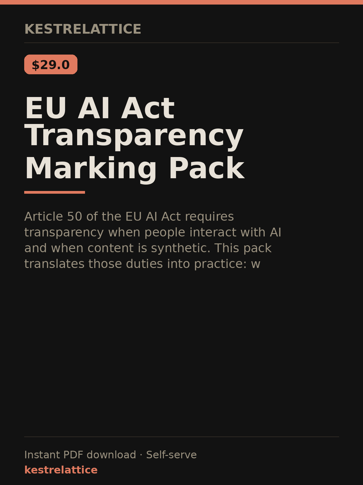 EU AI Act Transparency Marking Pack cover