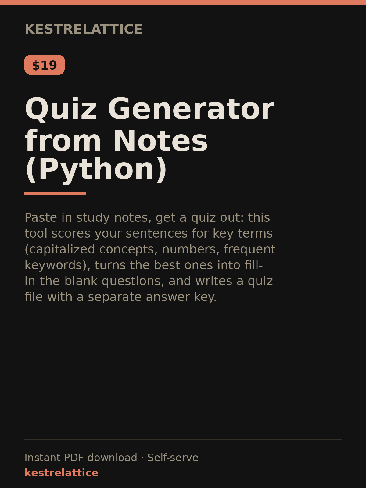 Quiz Generator from Notes (Python) cover