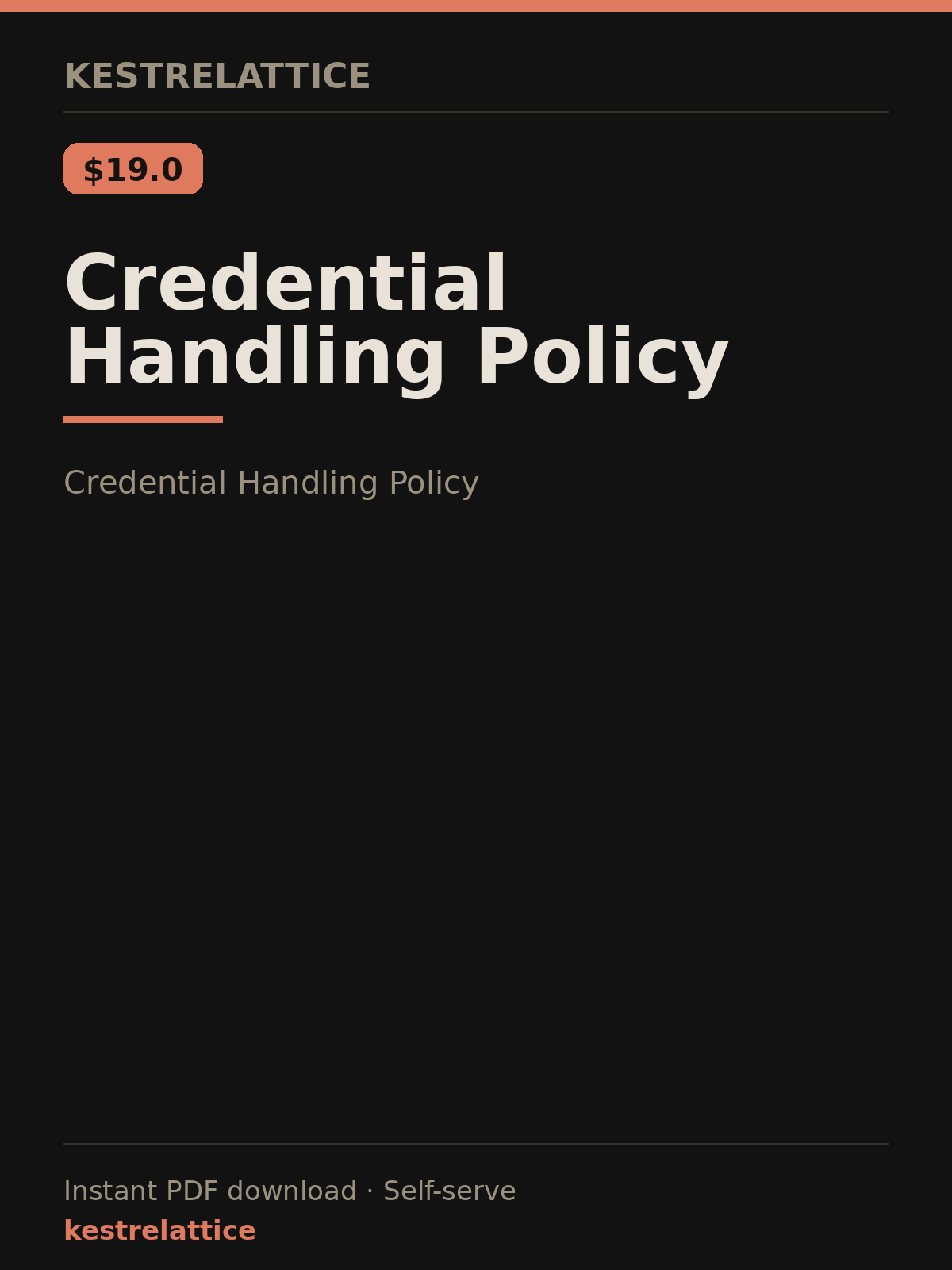 Credential Handling Policy cover