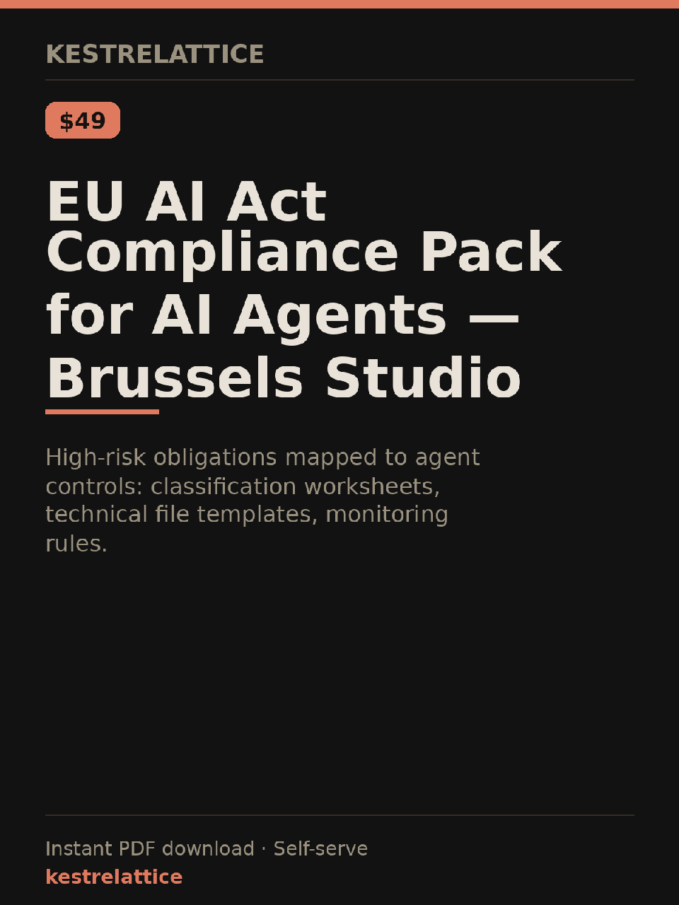 EU AI Act Compliance Pack for AI Agents — Brussels Studio cover