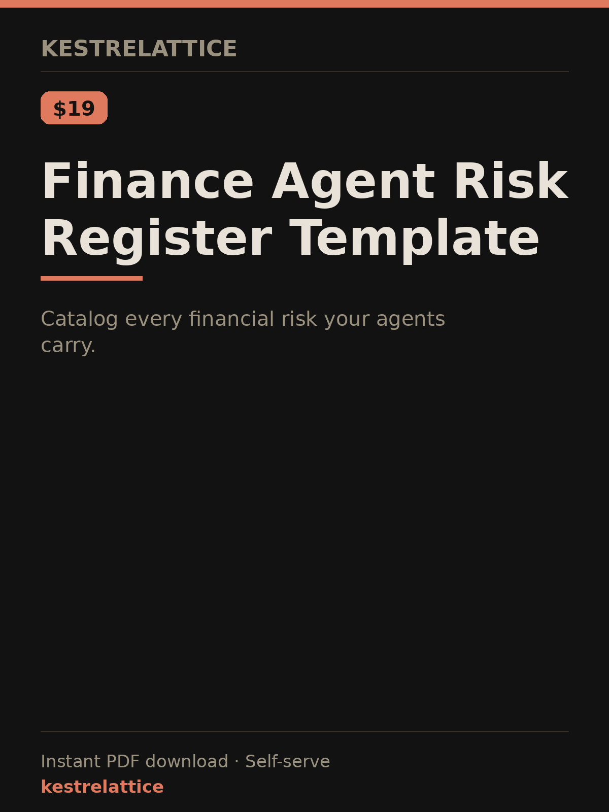 Finance Agent Risk Register Template cover