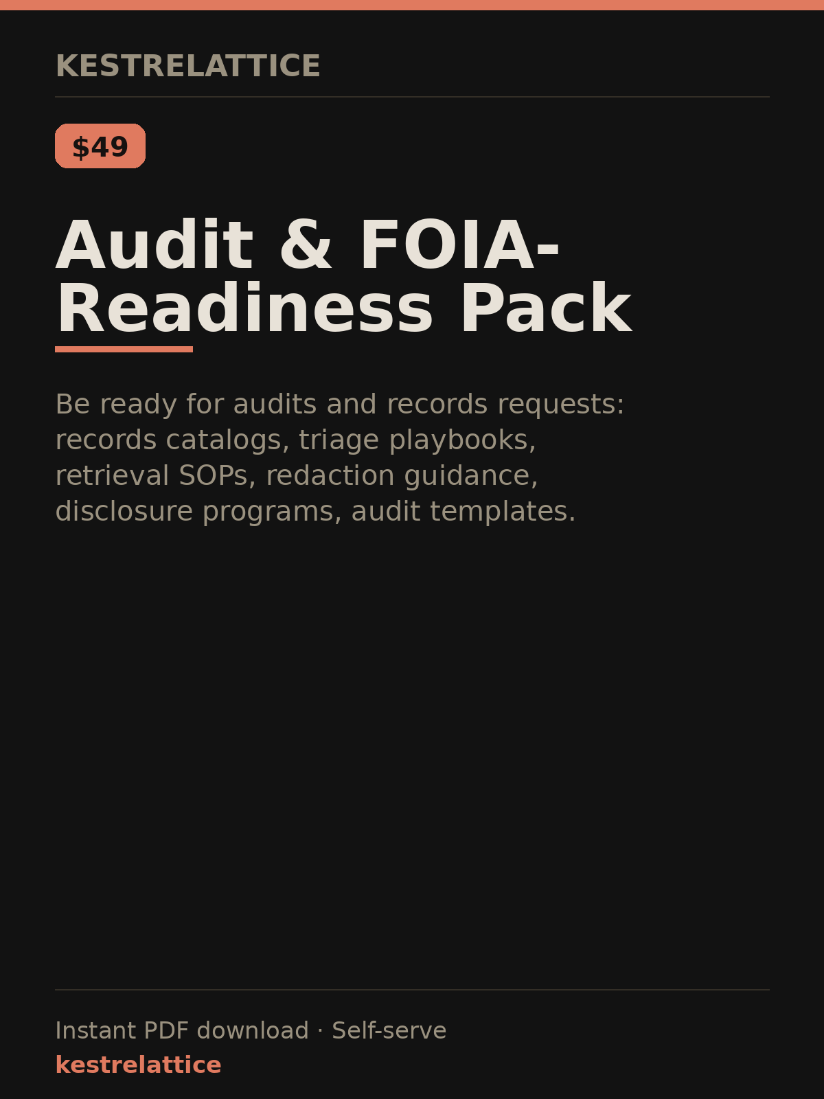 Audit & FOIA-Readiness Pack cover