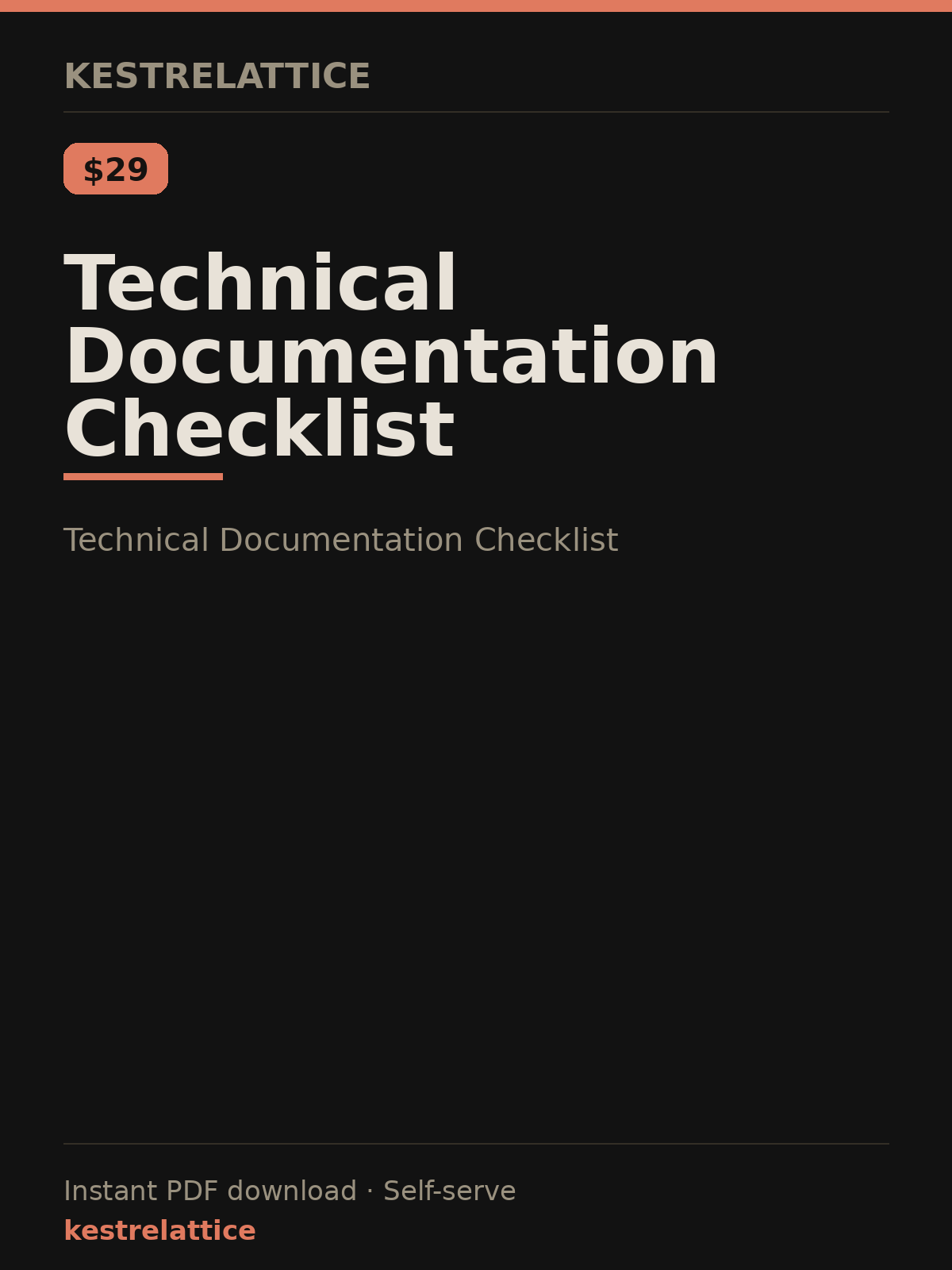 Technical Documentation Checklist cover