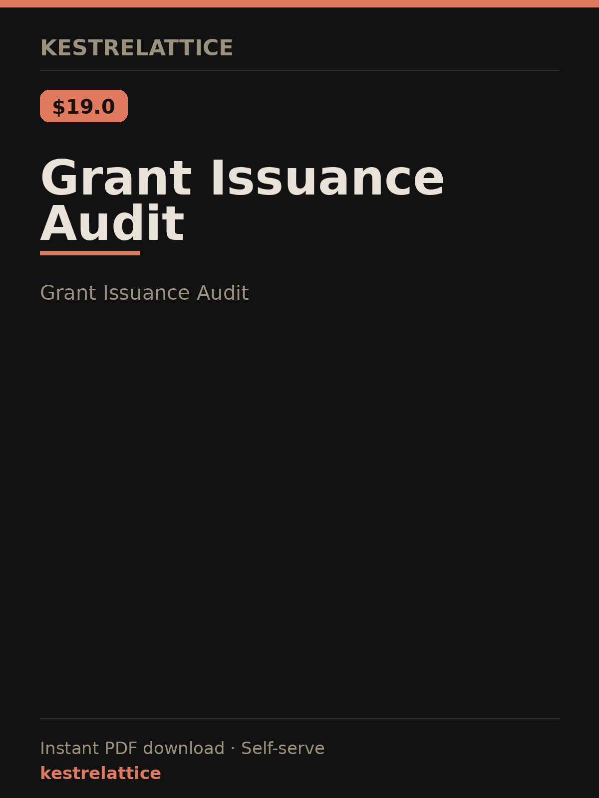 Grant Issuance Audit cover