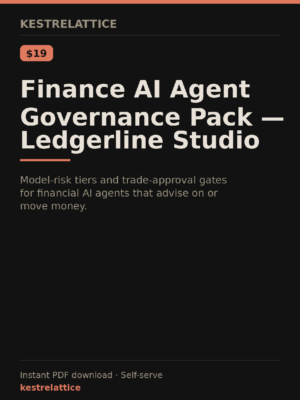 Finance AI Agent Governance Pack — Ledgerline Studio cover